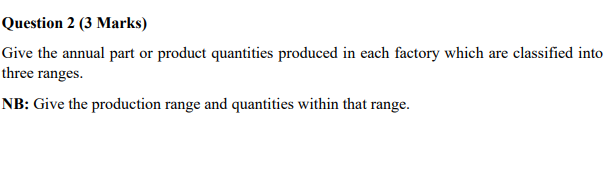Question 2 (3 Marks) Give the annual part or