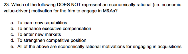 23. Which of the following DOES NOT represent an