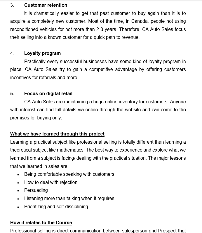 Subject is: Professional Selling Here is the