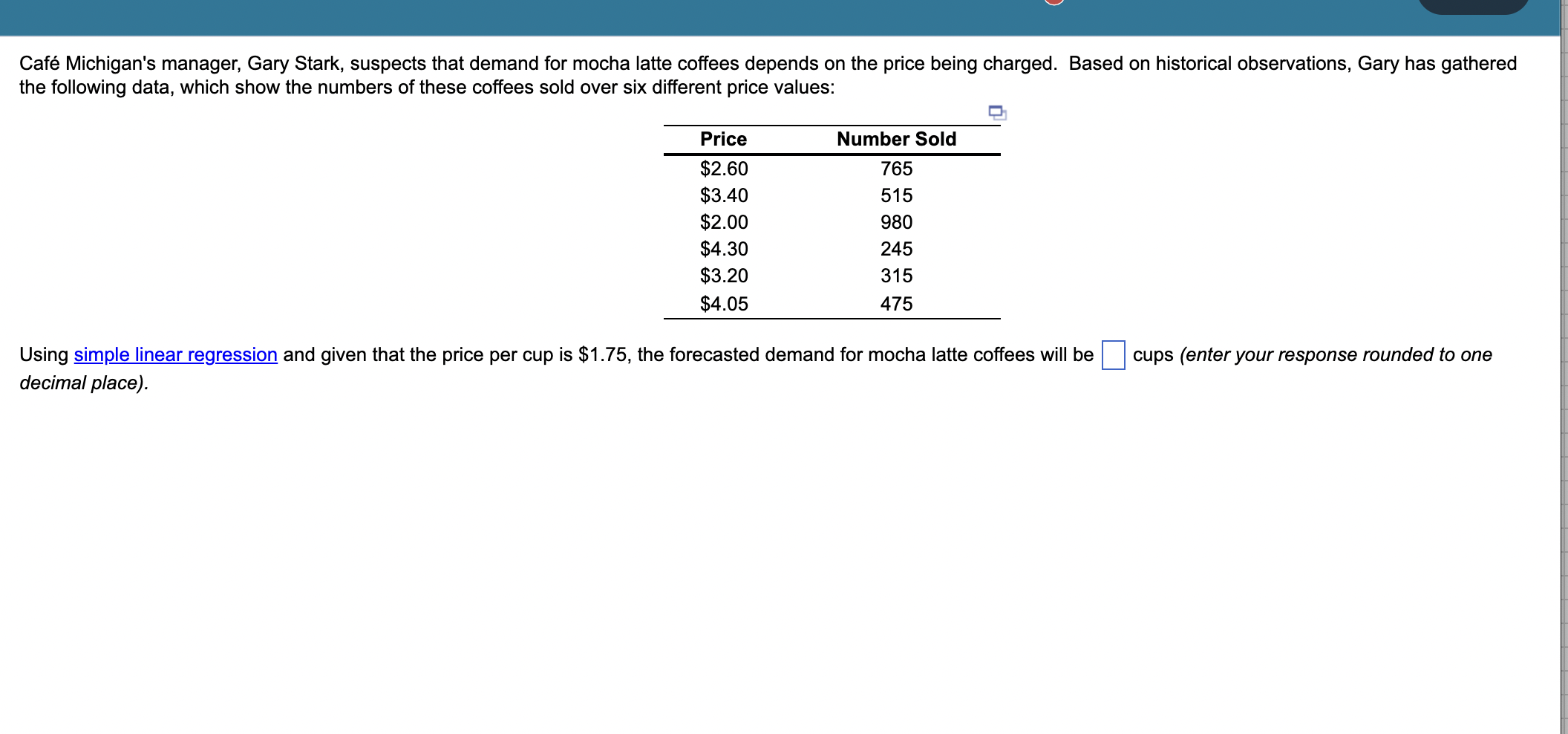 As you can see in the following table, demand for