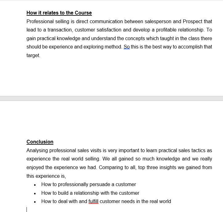 Subject is: Professional Selling Here is the