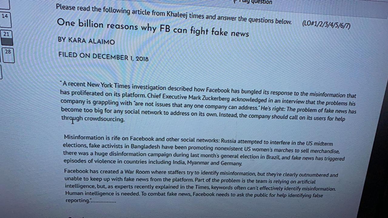 lag question 14 Please read the following article