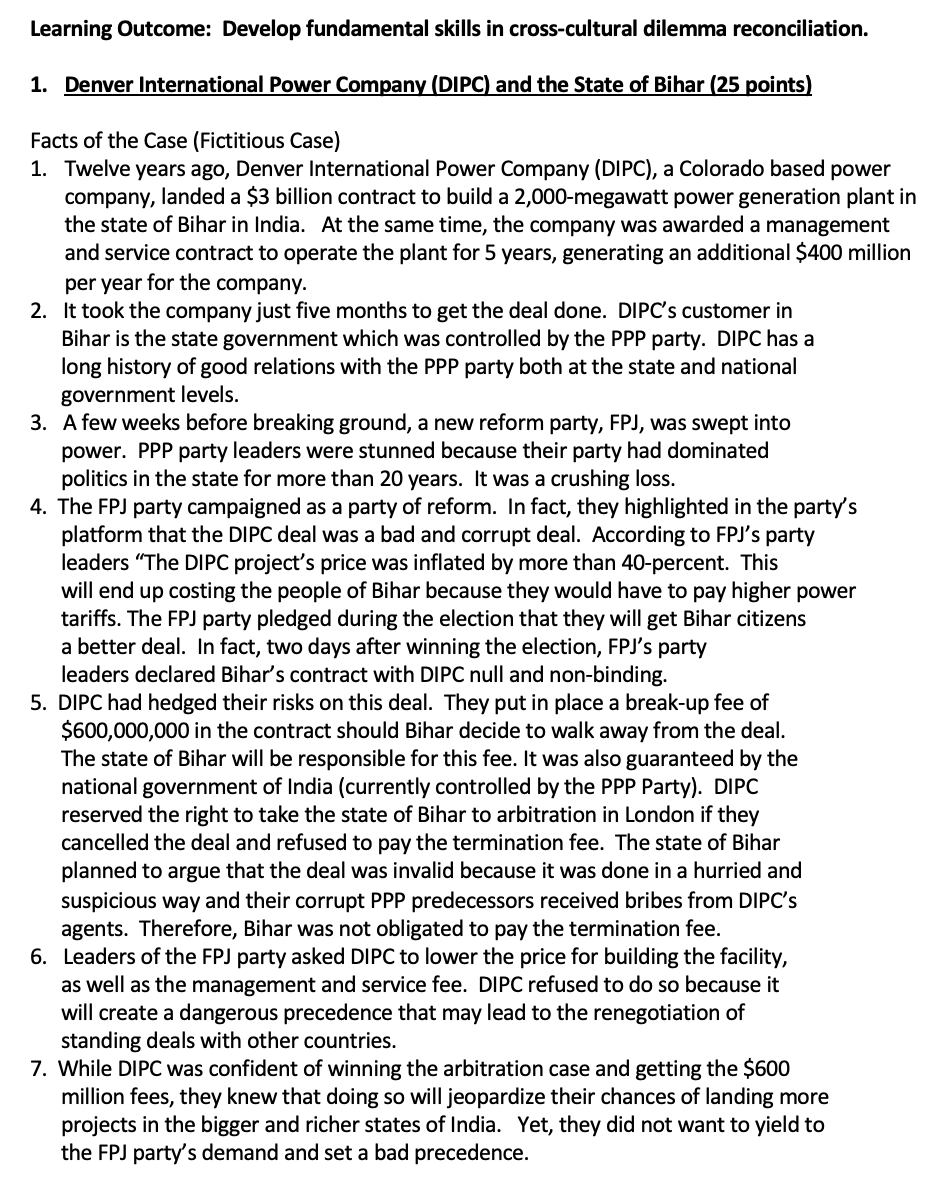 GLOBAL BUSINESS Learning Outcome: Develop