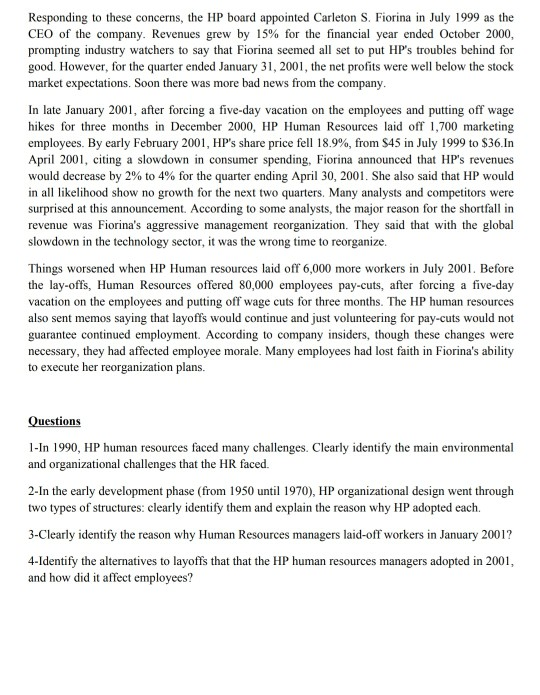 Reorganizing HP: The Problems Stanford engineers