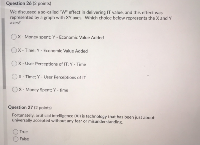 Question 22 (2 points) We discussed technological