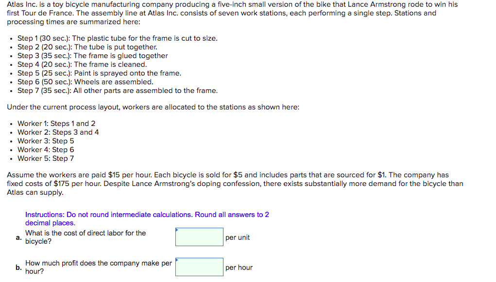 Atlas Inc. is a toy bicycle manufacturing company