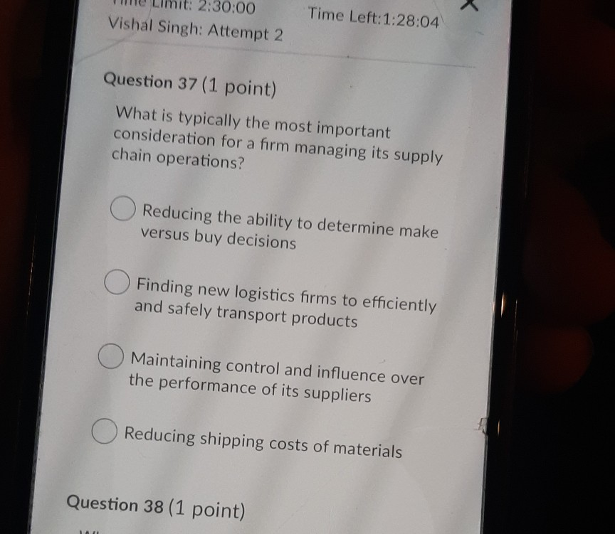 2:30:00 Vishal Singh: Attempt 2 Time Left:1:28:04