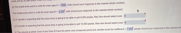 answer all parts a) The break-even point in units