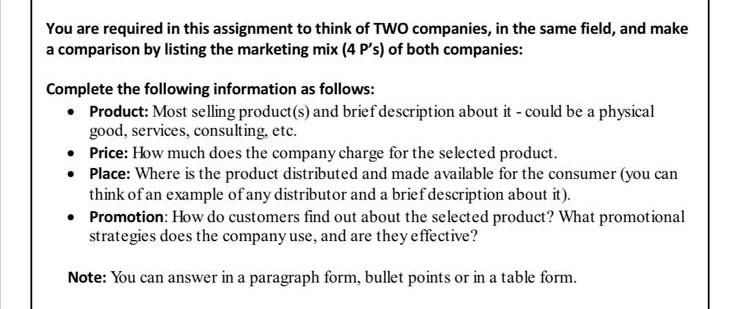 You are required in this assignment to think of