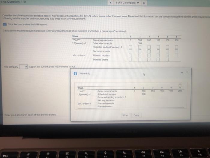 Consider the following master schedule record.