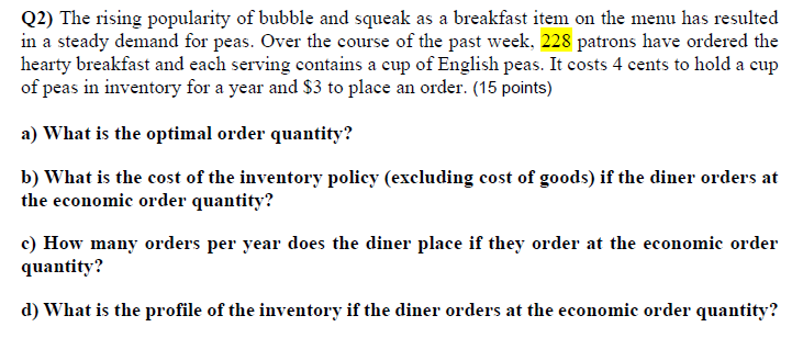 Q2) The rising popularity of bubble and squeak as