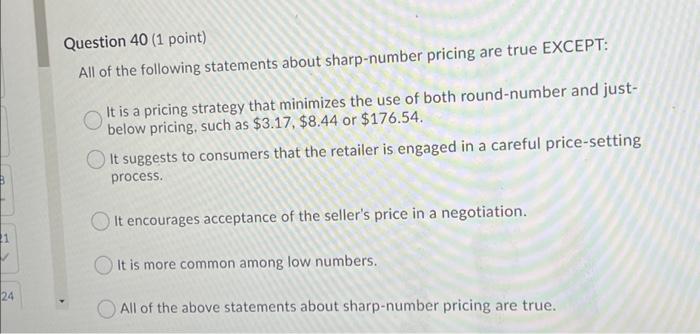 Question 42 (1 point) A popular brand of organic