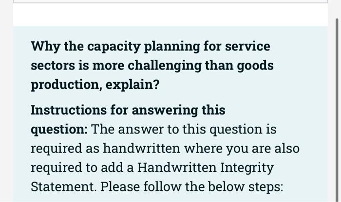 Why the capacity planning for service sectors is