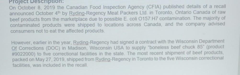 Project Description: On October 8, 2019 the