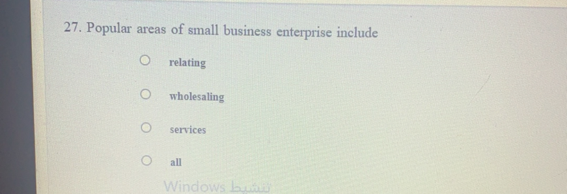 27. Popular areas of small business enterprise