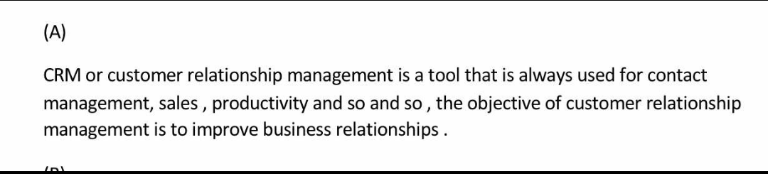 beaware of plugarism (A) CRM or customer