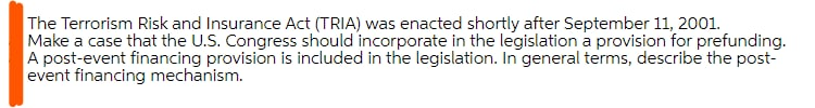 The Terrorism Risk and Insurance Act (TRIA) was