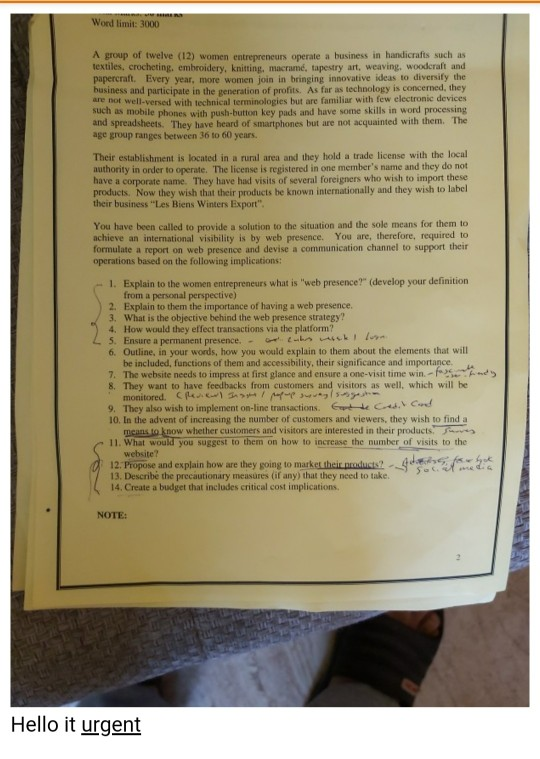 Hello this assignment is urgent. its a 3000 words