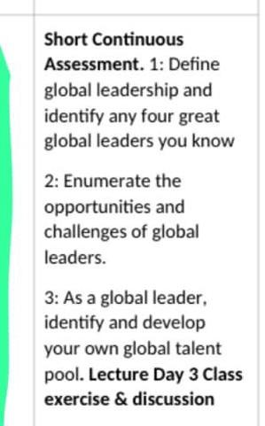 Short Continuous Assessment. 1: Define global