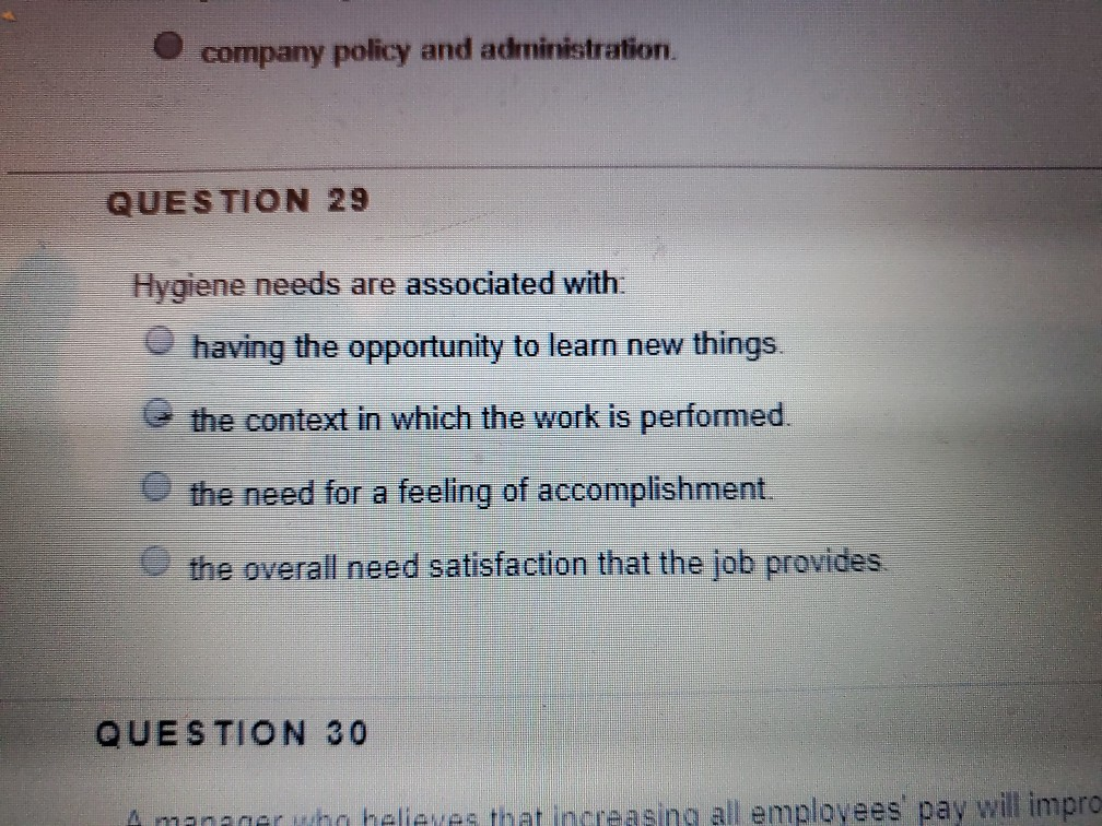 company policy and administration. QUESTION 29