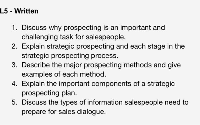 definie 1-9 written responces 1-5 L5 - Define 1.
