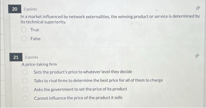 20 2 points In a market influenced by network