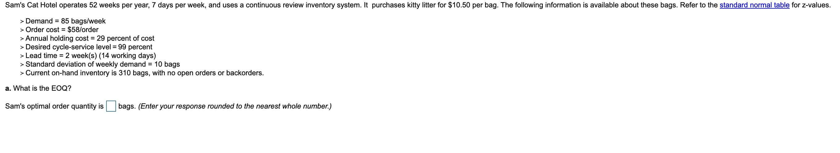 Sam's Cat Hotel operates 51 weeks per year, 7