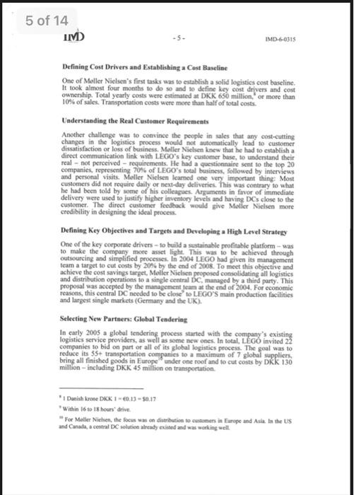 This question is based on a supply chain case