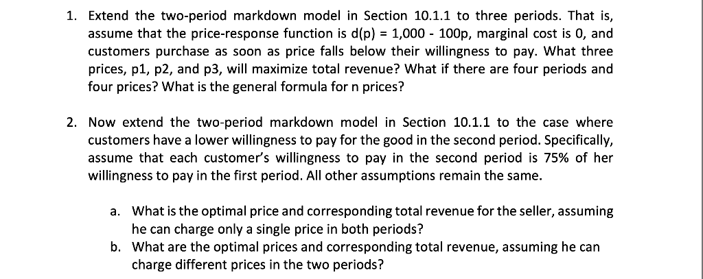 1. Extend the two-period markdown model in