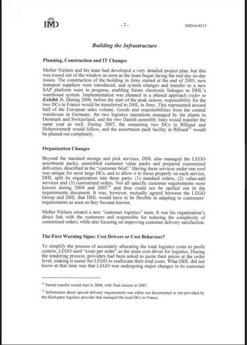 This question is based on a supply chain case