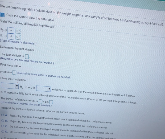 The accompanying table contains data on the