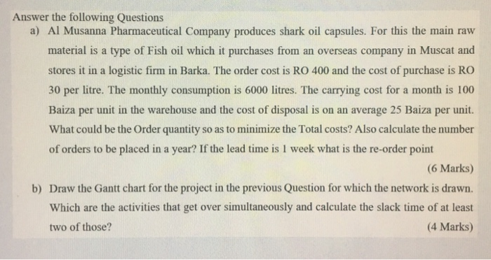 Answer the following Questions a) Al Musanna