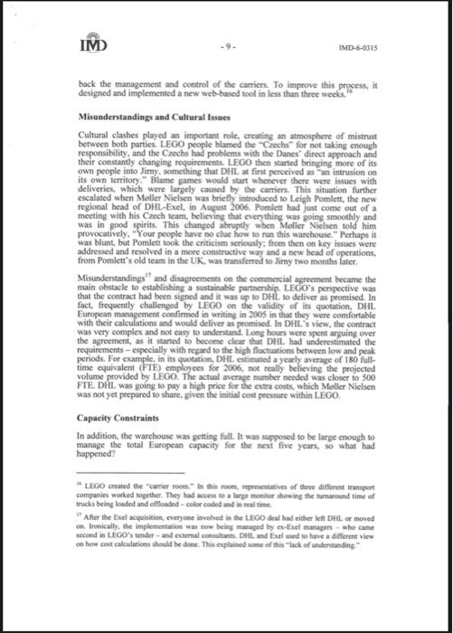 This question is based on a supply chain case