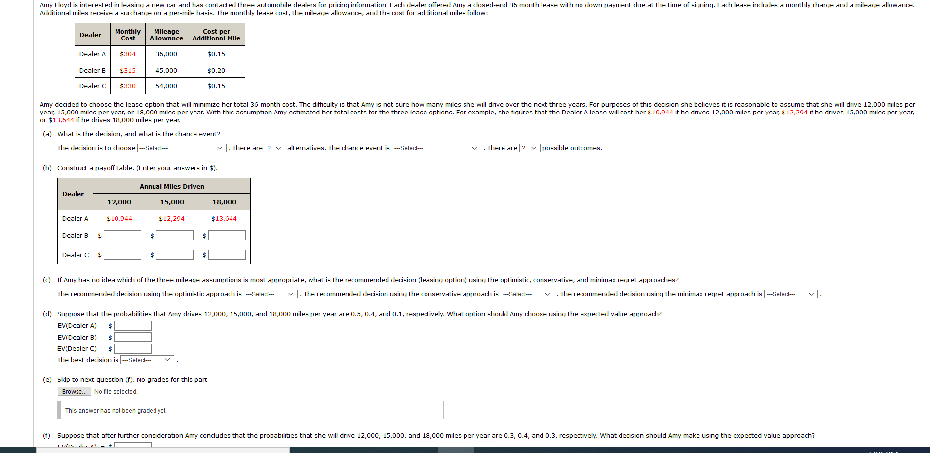 Amy Lloyd is interested in leasing a new car and