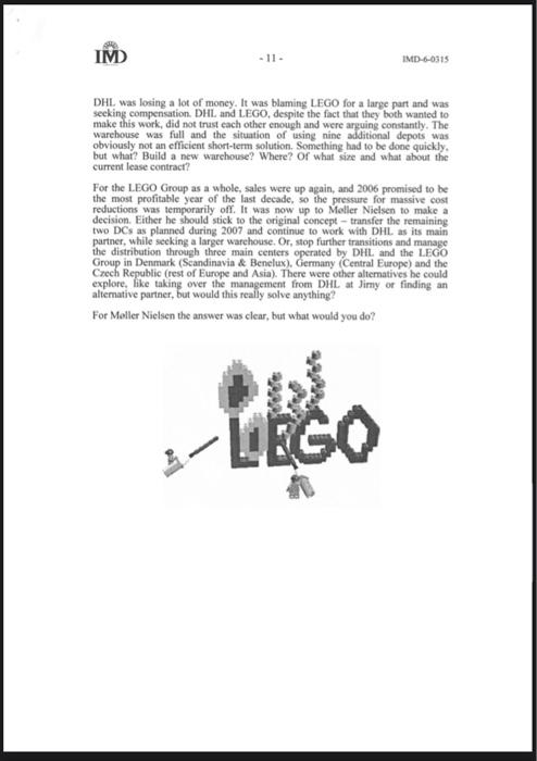 This question is based on a supply chain case