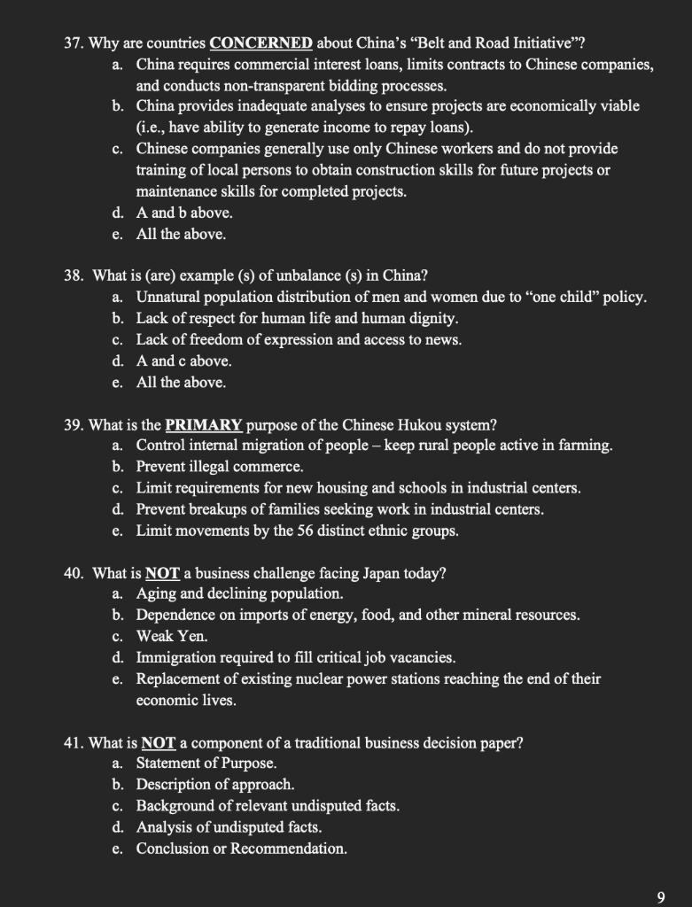 37. Why are countries CONCERNED about China's