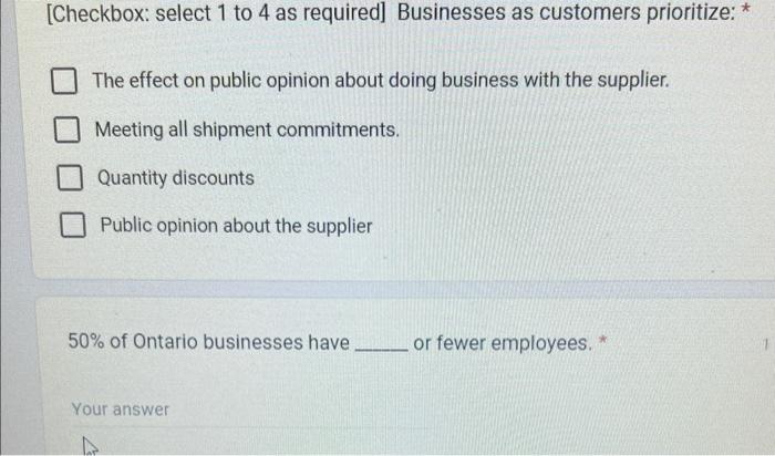 [Checkbox: select 1 to 4 as required] Businesses