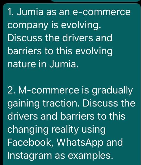 1. Jumia as an e-commerce company is evolving.