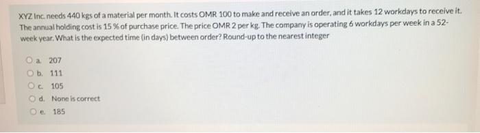 final answer no need for explanation. XYZ Inc