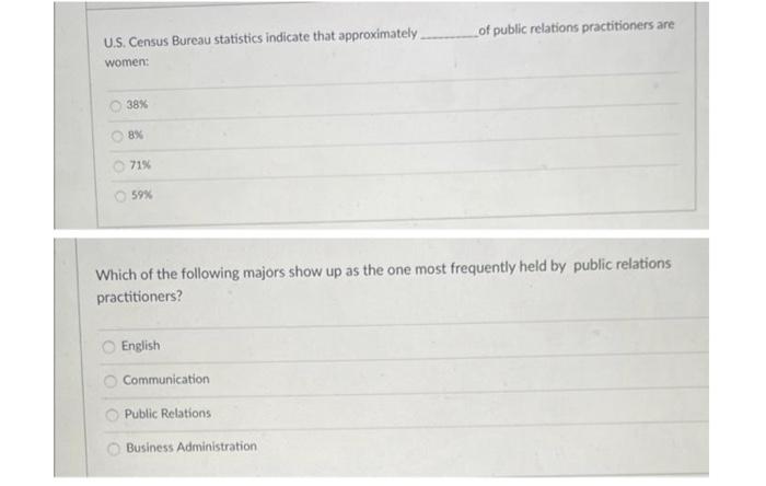 of public relations practitioners are U.S. Census