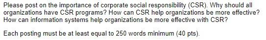 Please post on the importance of corporate social