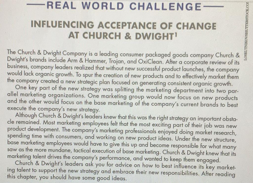 Church & Dwight's leaders ask you for advice on