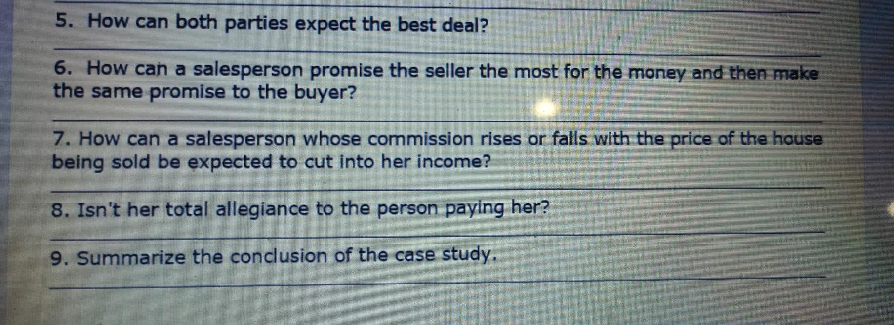 tudy Analysis (15 Marks) MAKING THE SALE Conflict