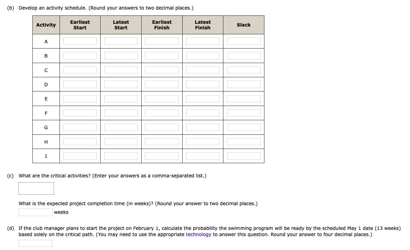 The manager of the Oak Hills Swimming Club is