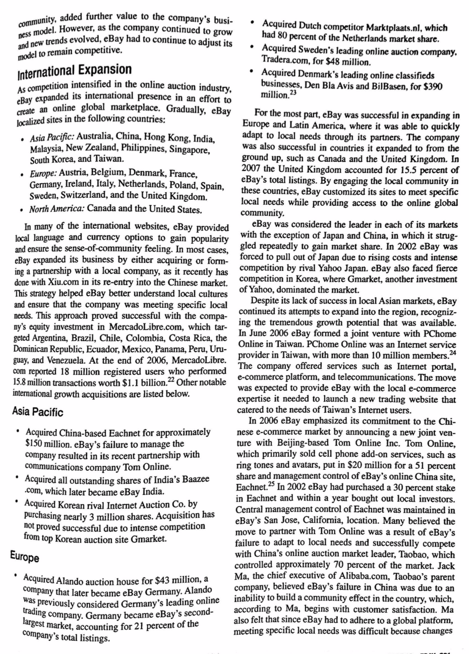 What source of competitive advantage does eBay