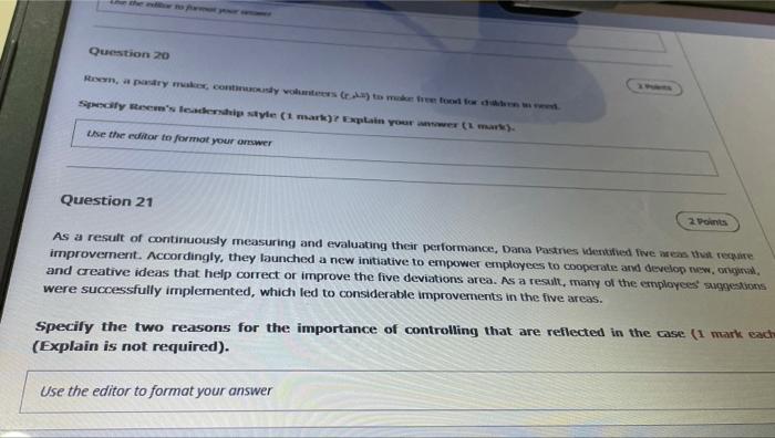I need a short answer Question 20 Recom, a podry