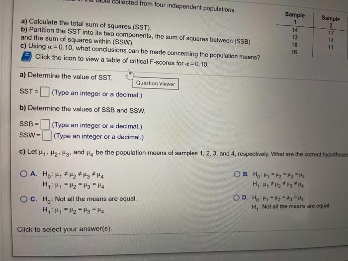 Sample 1 14 Sample 2 17 14 11 Sample 3 18 17 13