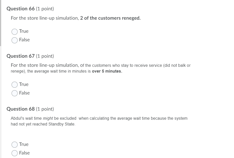 Question 65 (1 point) Complete the following