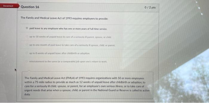 Incorrect Question 42 0/5 pts Regarding worker's