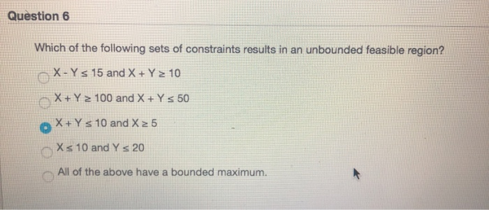 Question 6 Which of the following sets of